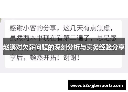 赵鹏对欠薪问题的深刻分析与实务经验分享